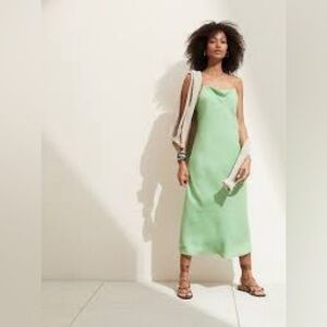 Banana Republic Women’s Green Slip Midi Dress Square Neck Size S